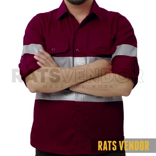 Baju-Safety-Proyek-K3-Kemeja-Tambang-Kerja-Lapangan-Wearpack-Seragam-Outdoor-Rats-Vendor-Warna-Maroon-Pakai-Skotlight-e