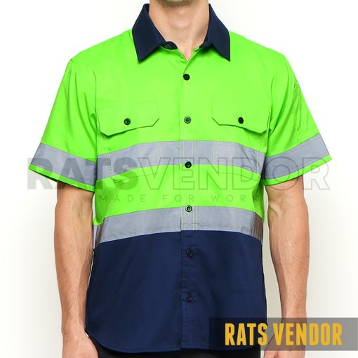 Kemeja-Safety-K3-Baju-Proyek-Tambang-Wearpack-Kerja-Seragam-HSE-Lapangan-Ratsvendor-Lengan-Pendek-Warna-Hijau-Stabilo-Kombinasi-Biru-Navy-Pakai-Skotlight-c