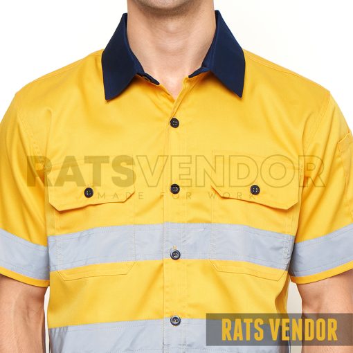 Kemeja-Safety-K3-Baju-Proyek-Tambang-Wearpack-Kerja-Seragam-HSE-Lapangan-Ratsvendor-Lengan-Pendek-Warna-Kuning-Kombinasi-Biru-Navy-Pakai-Skotlight-e